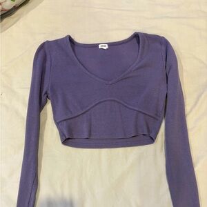 Purple long sleeve garage crop top